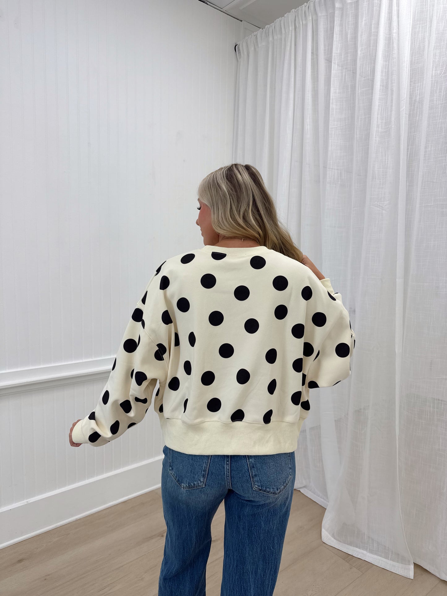 Polka Dot Cropped Sweatshirt