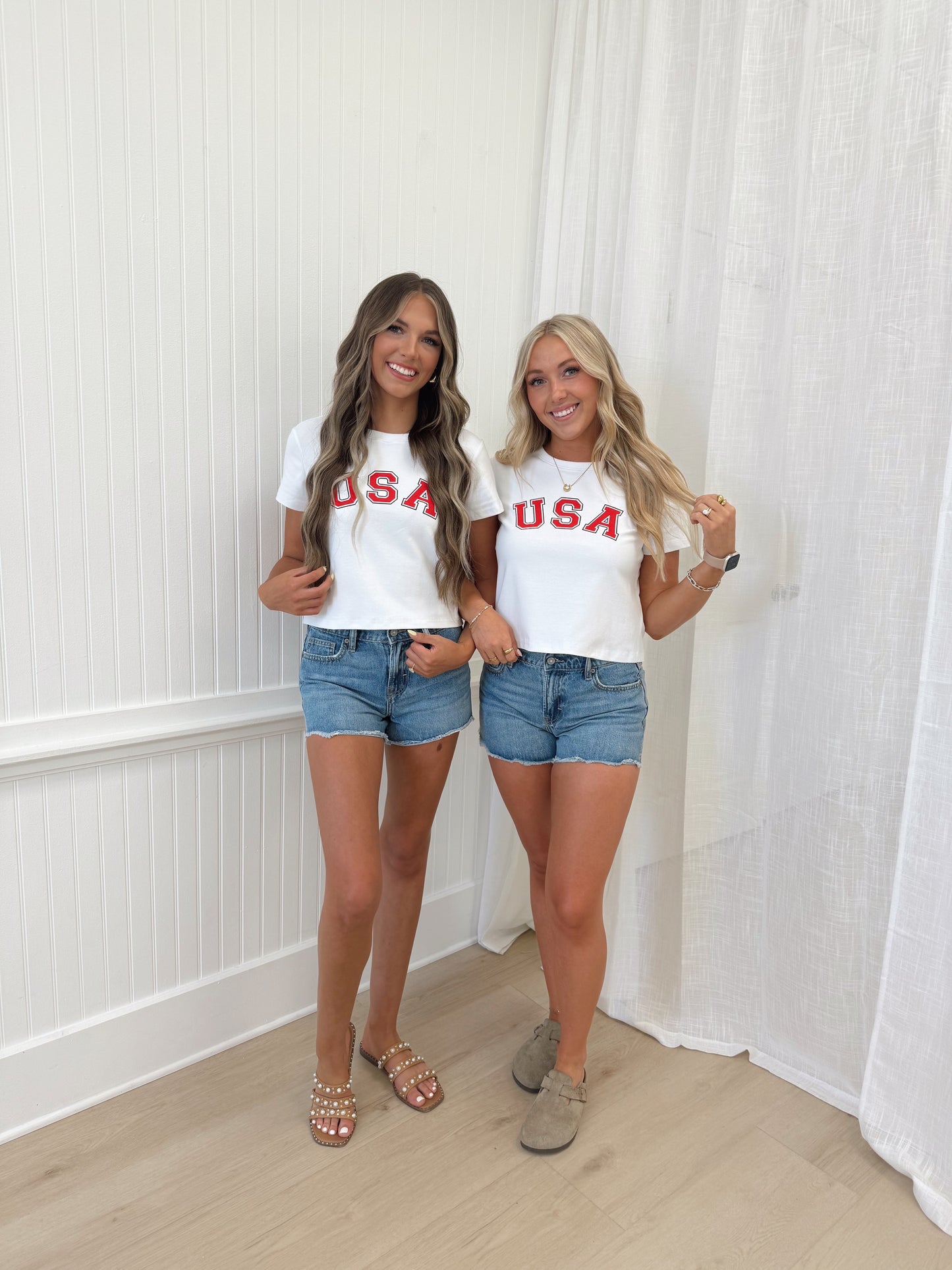 White USA Baby Tee