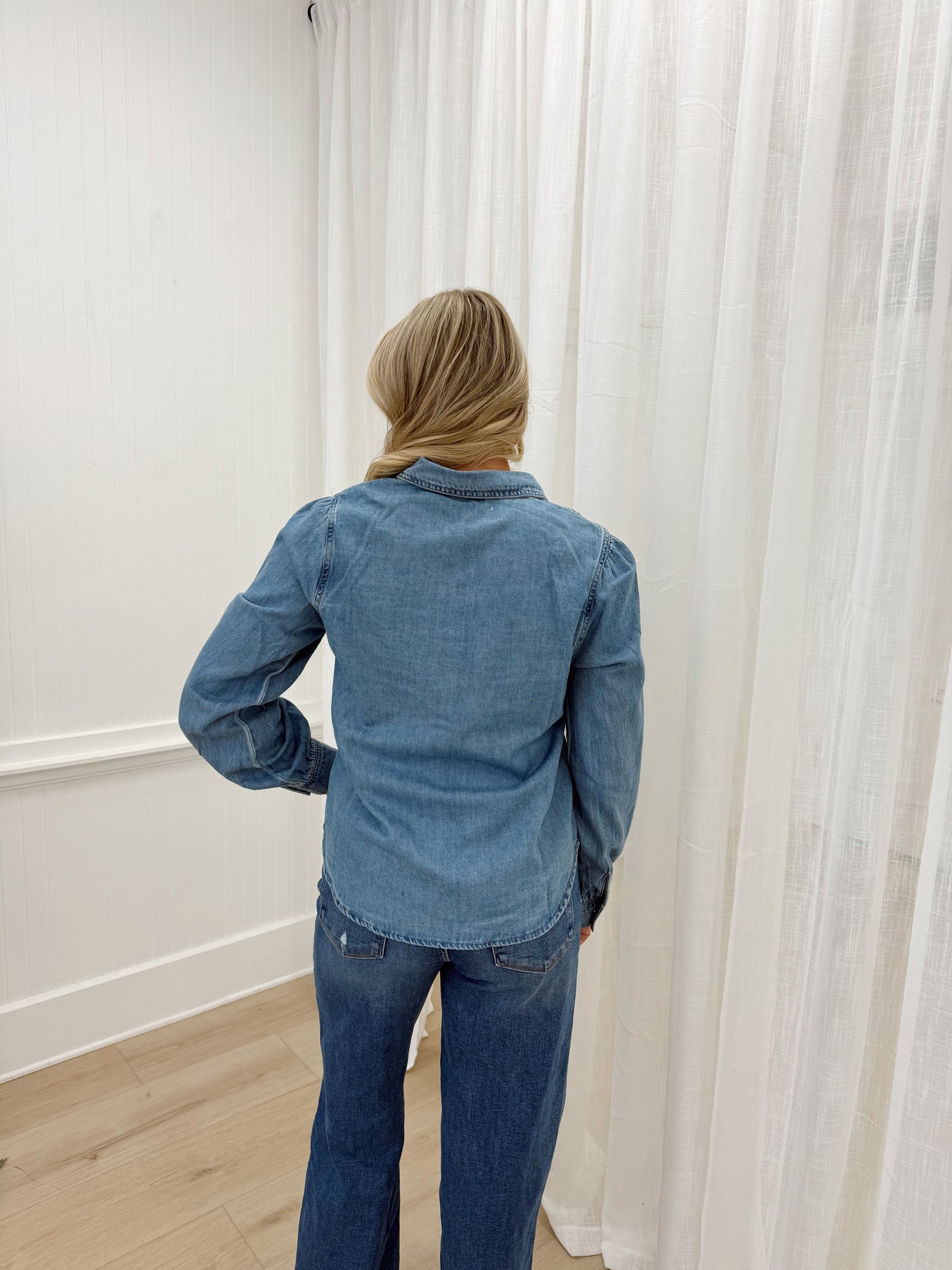 Pearl Snap Denim Top