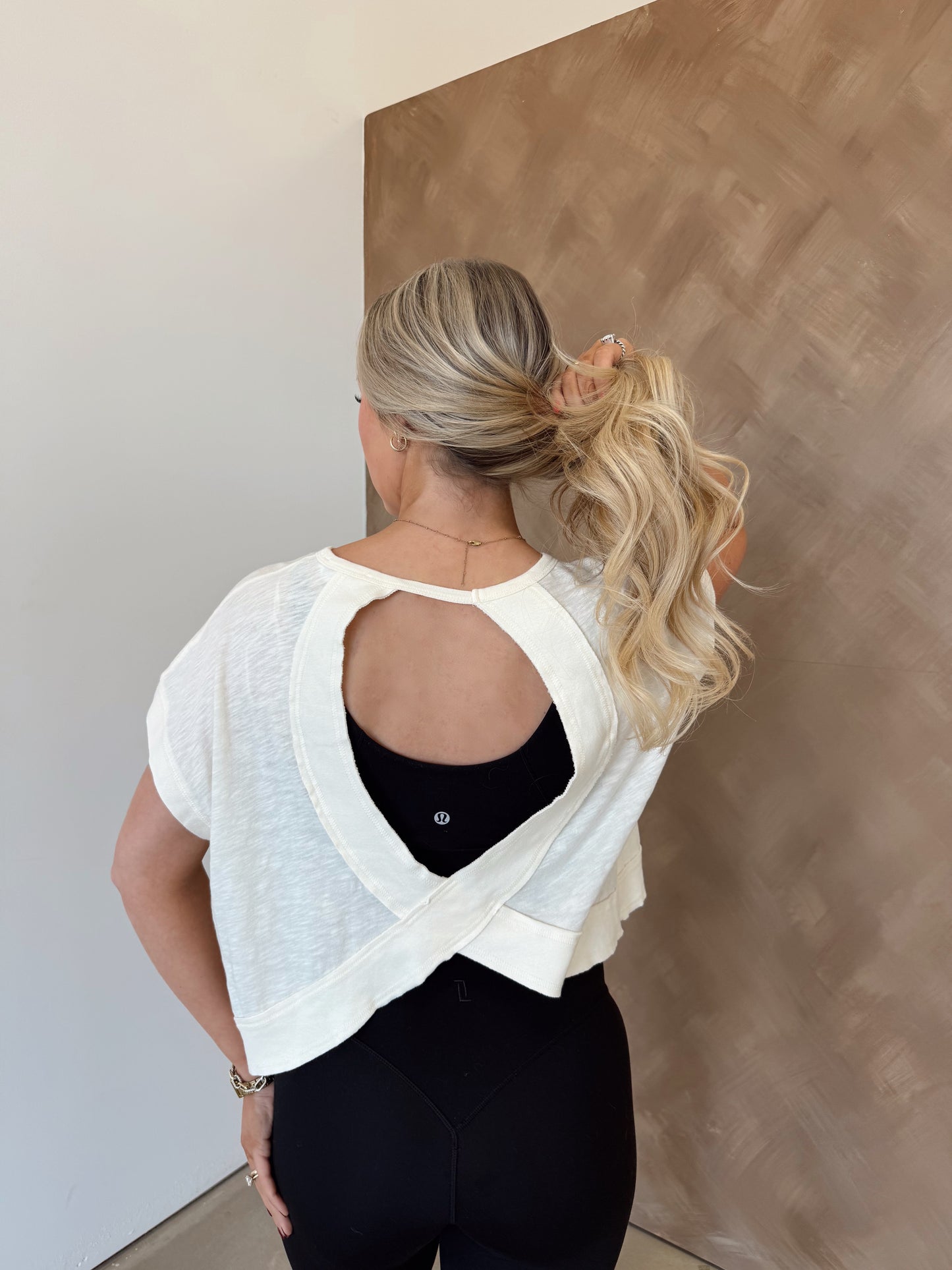 Ansley Open Back Top- Cream