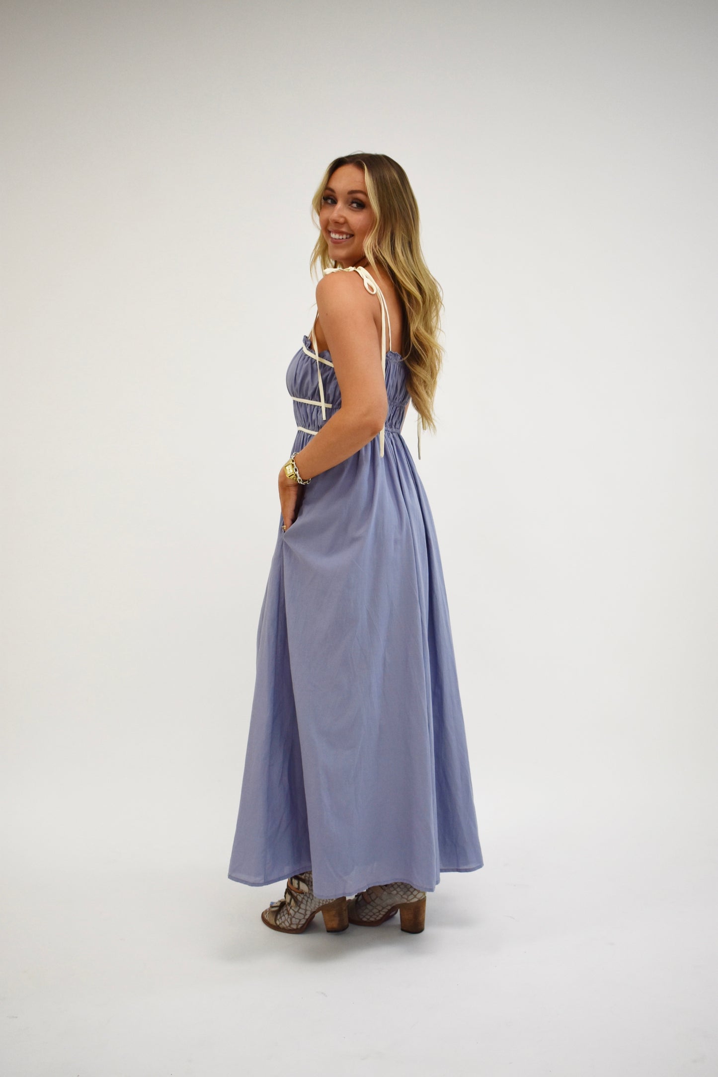 Contrast Trim Maxi Dress