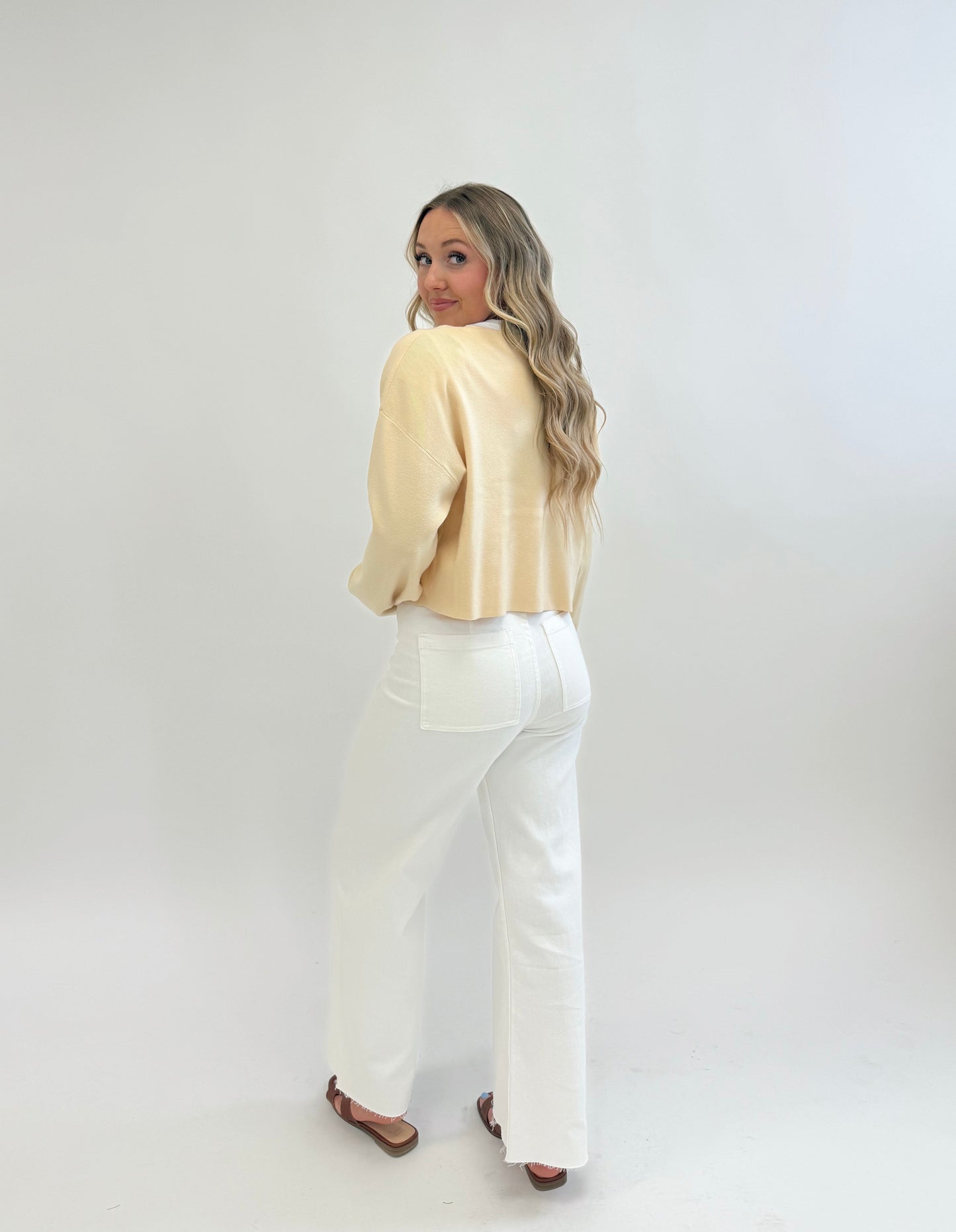 Straight Wide Leg Pant- White