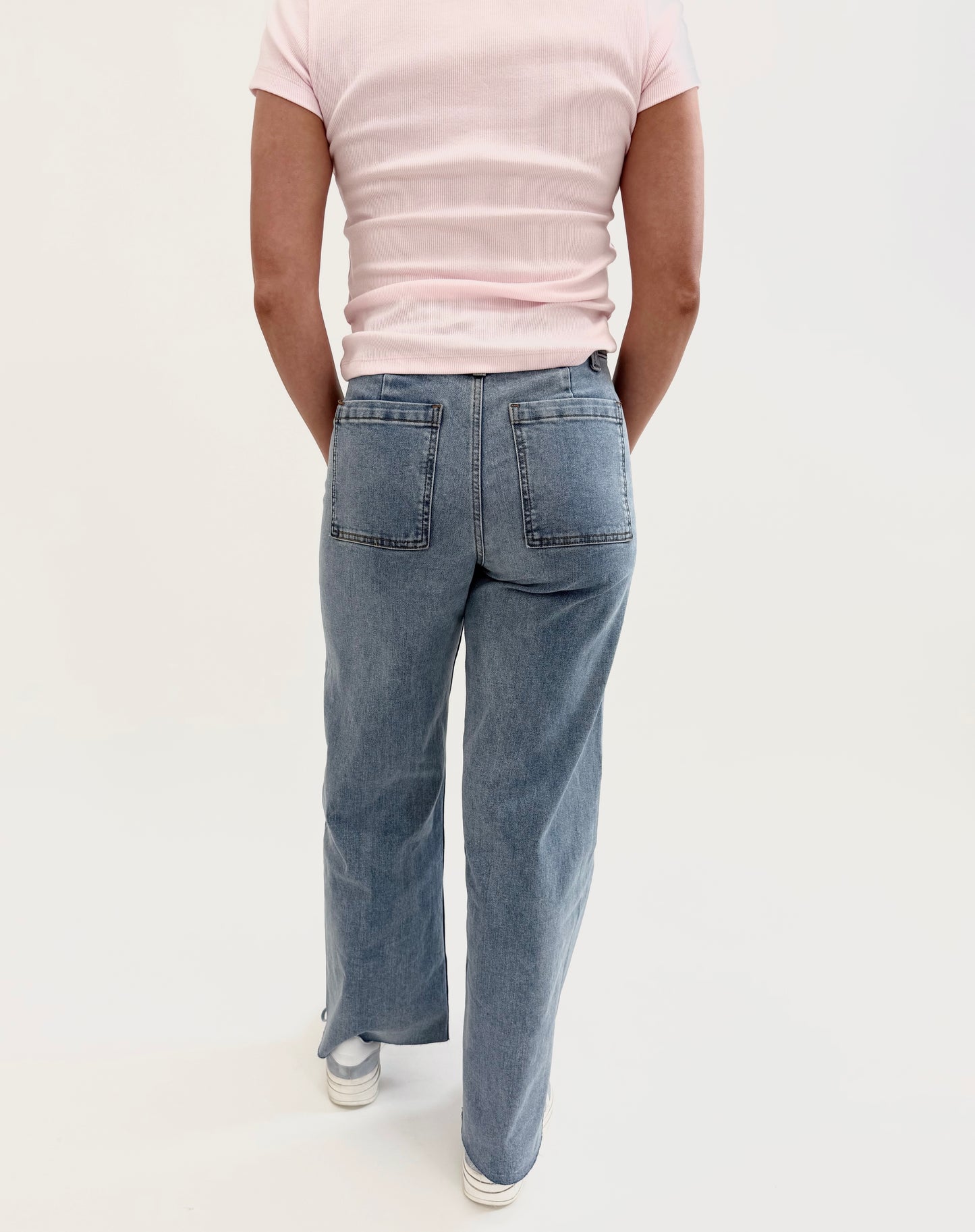 Straight Wide Leg Pant- Denim