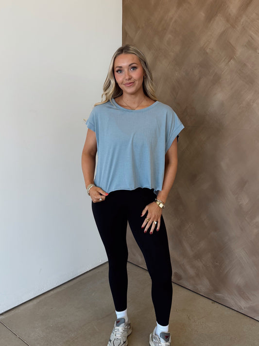 Ansley Open Back Top- Light Blue