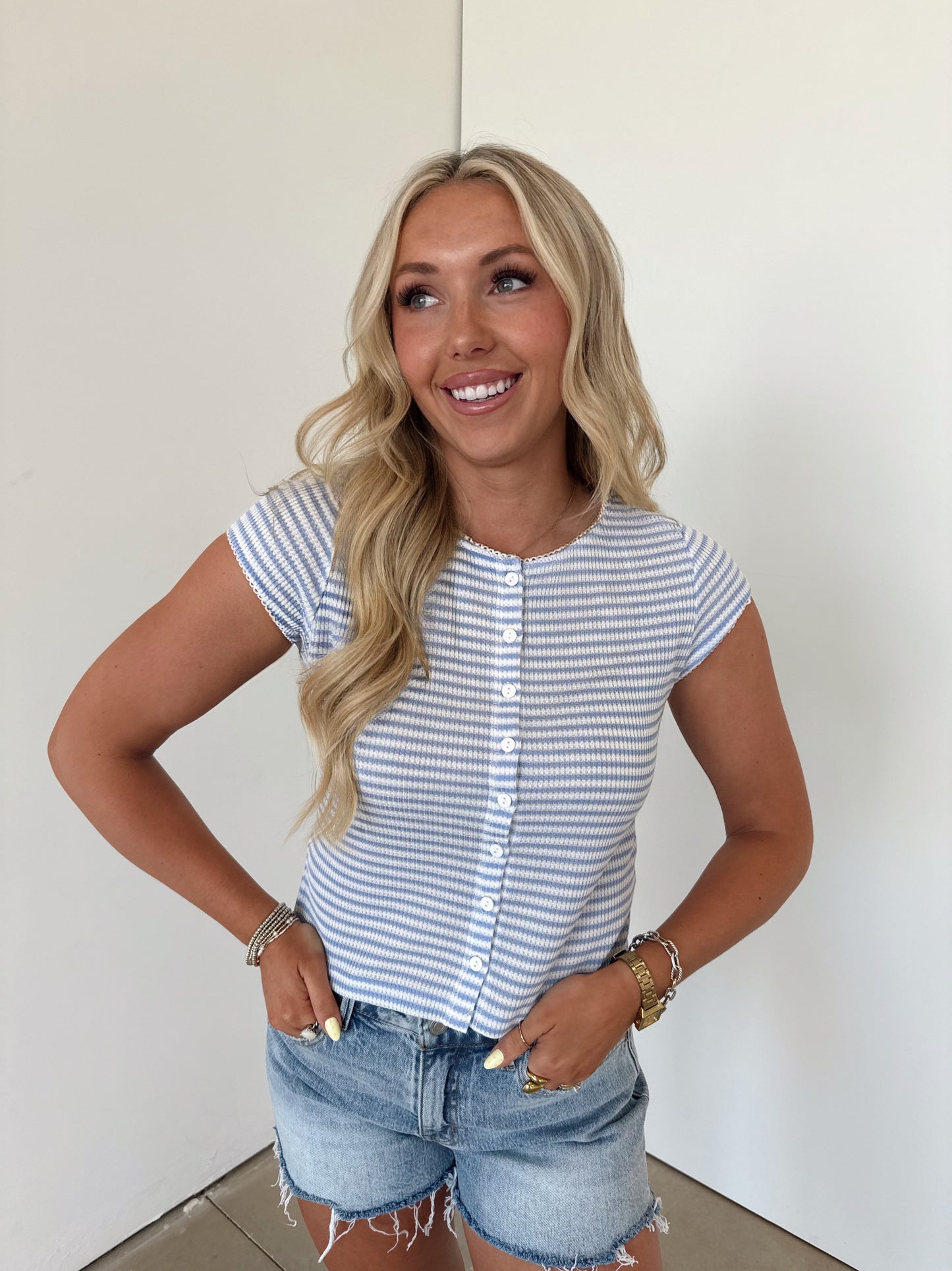 Pippa Button Front Top