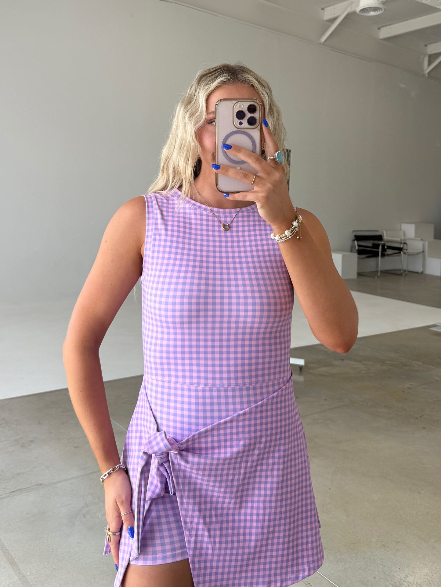 Gingham Wrap Tie Dress