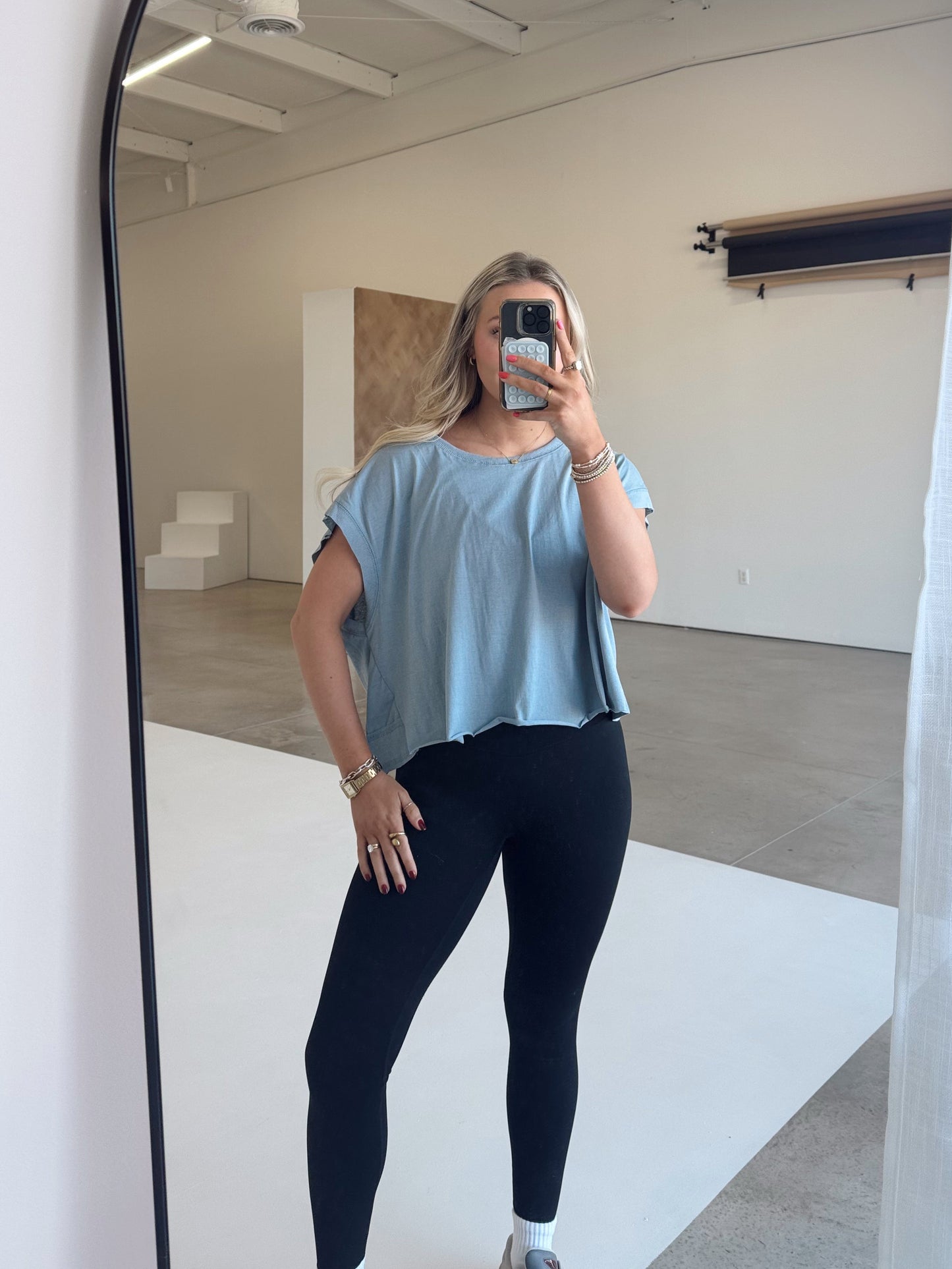 Ansley Open Back Top- Light Blue