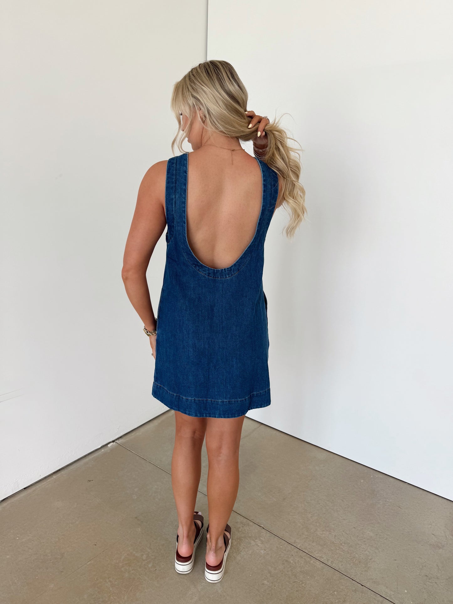 Livia Open-Back Denim Dress