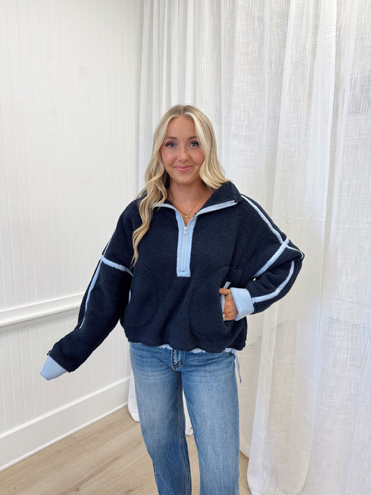 Contrast Trim Fleece Half-Zip