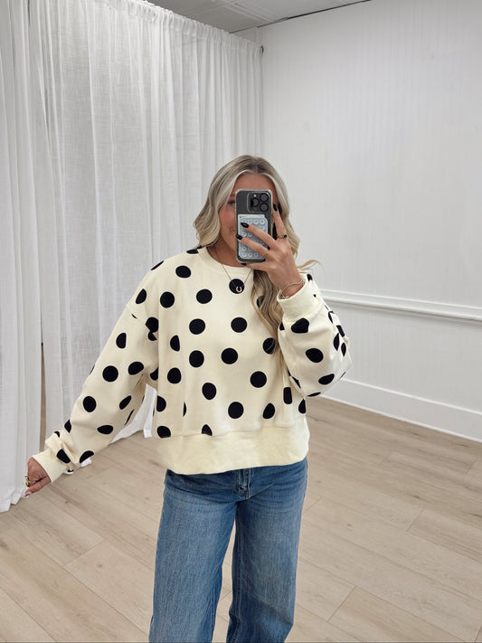 Polka Dot Cropped Sweatshirt
