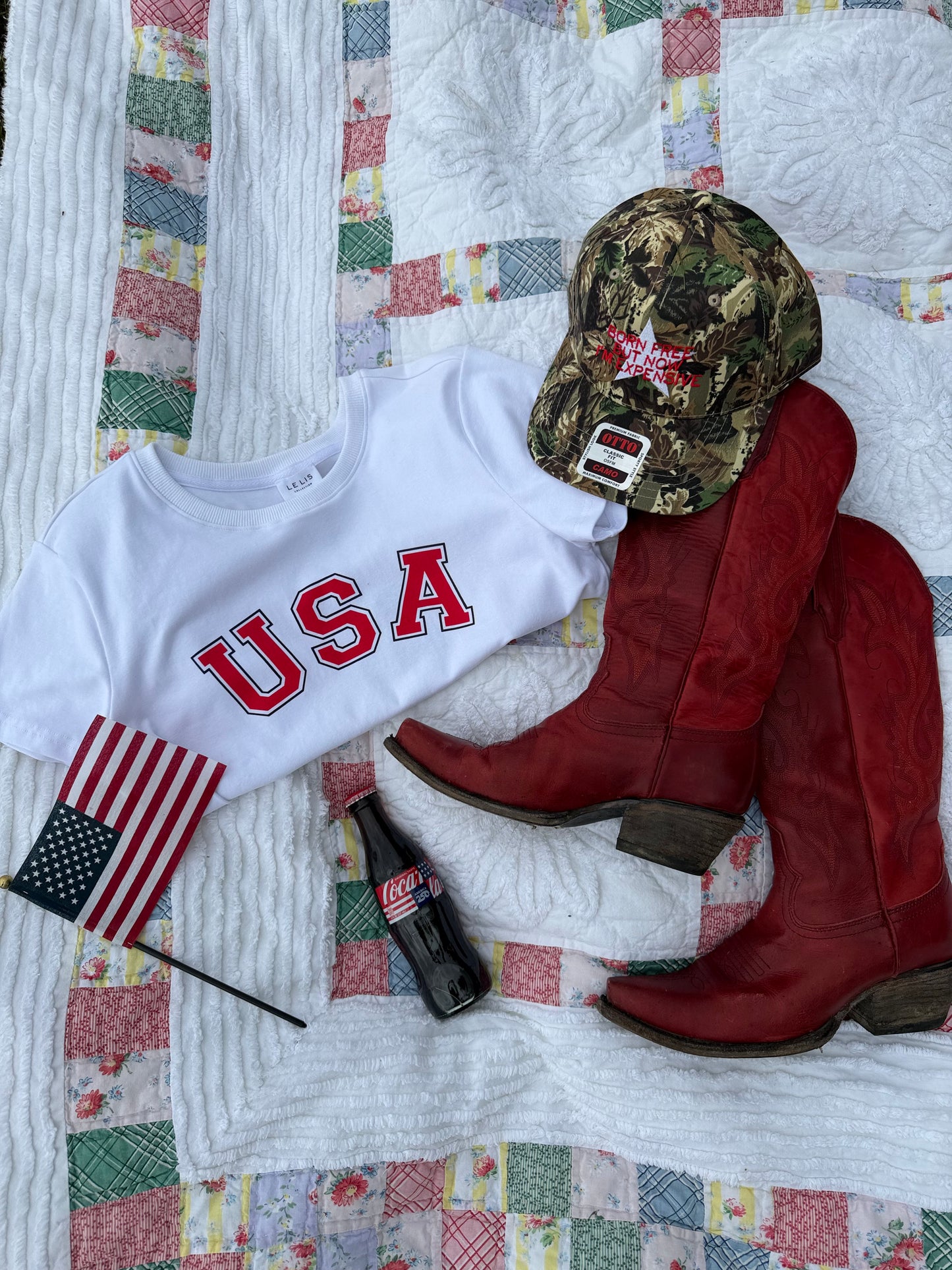 White USA Baby Tee