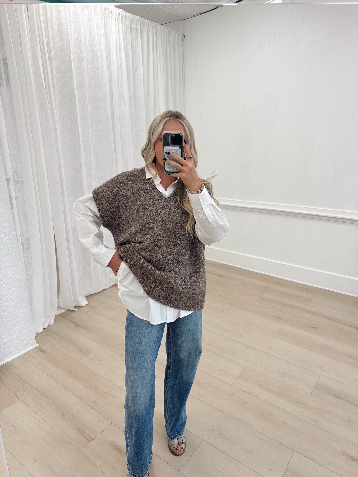 Perfect Button Down Layering Top- White