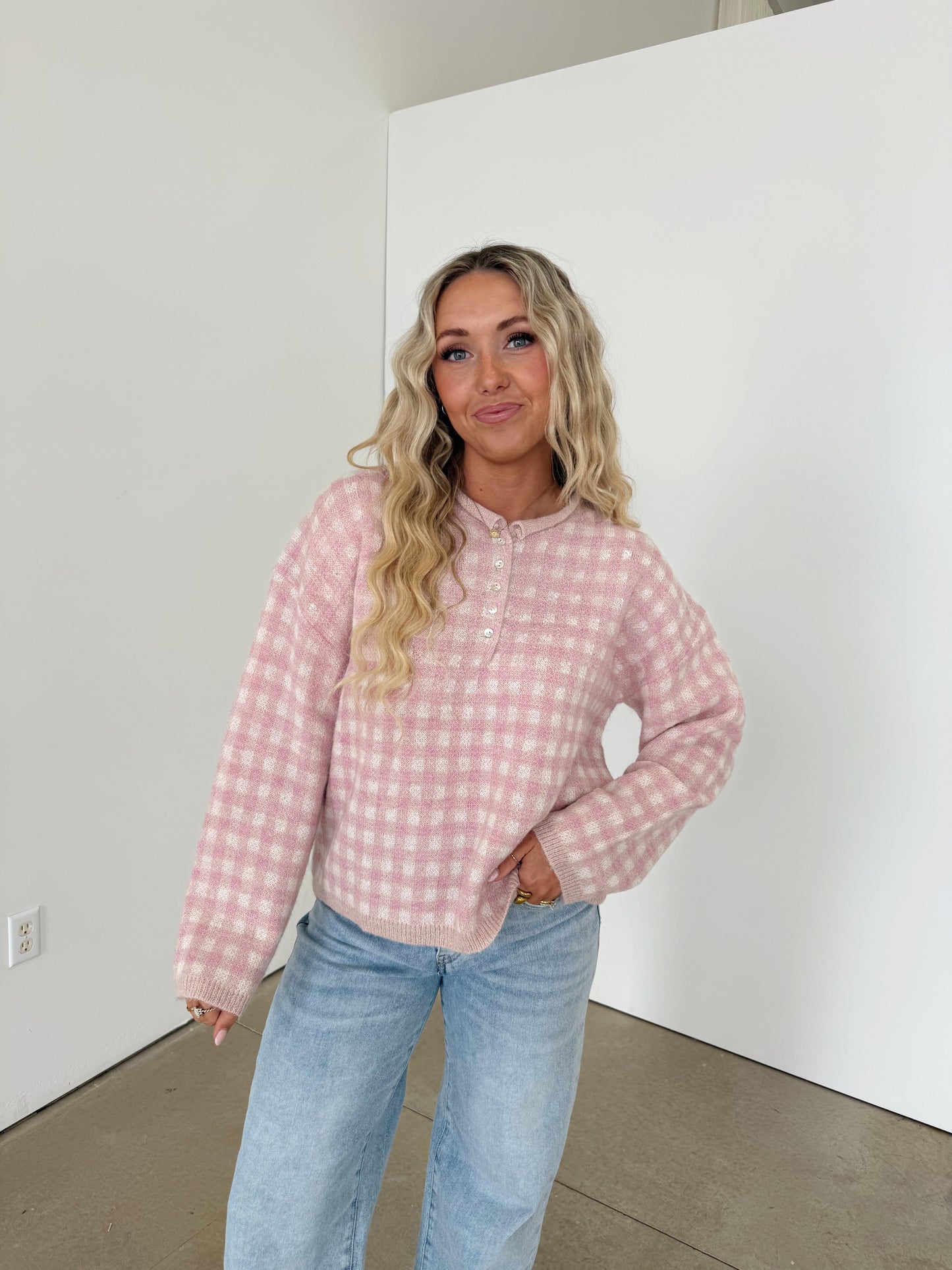 Hannah Half Button Sweater