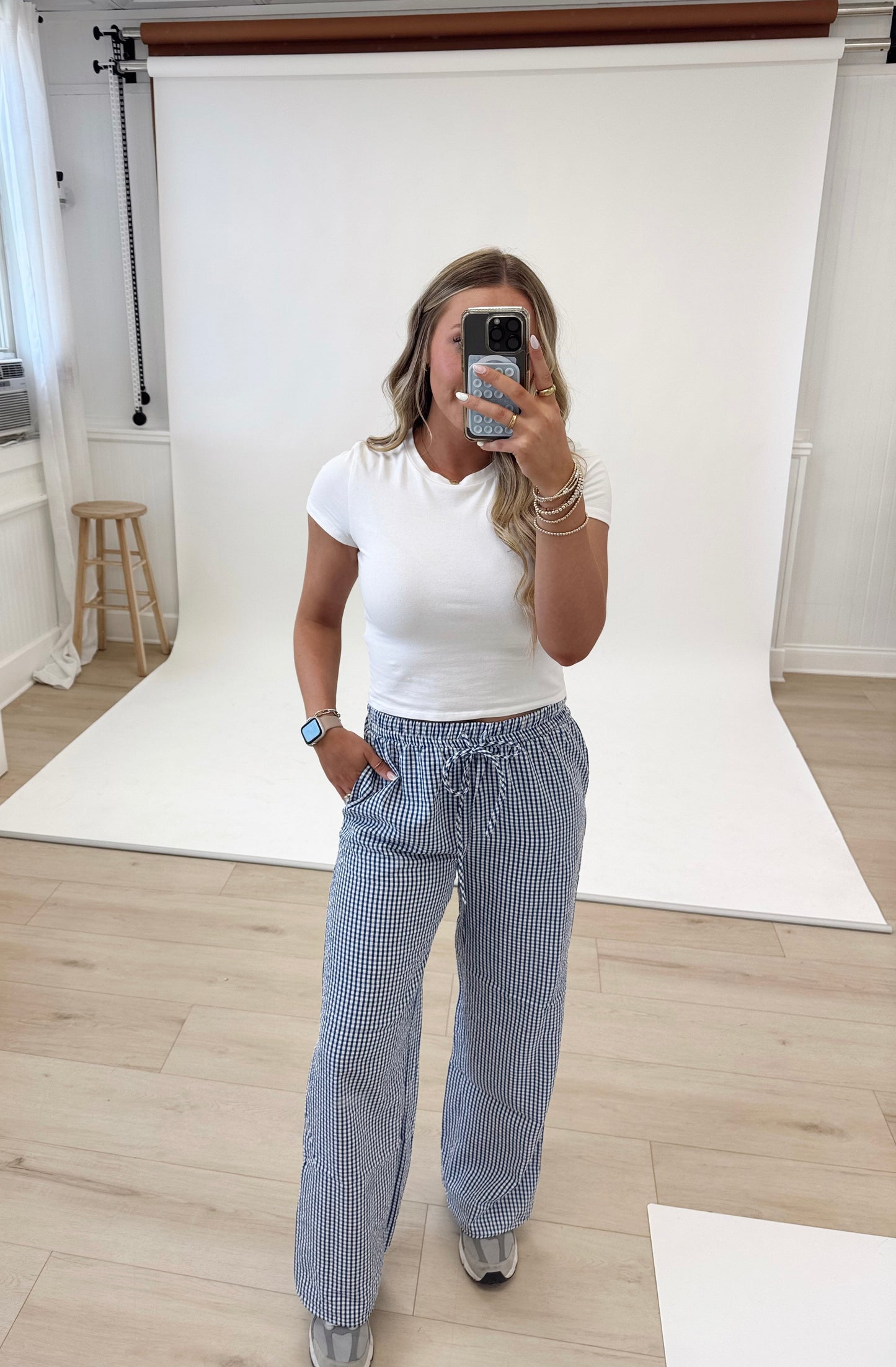 Gingham boxer pants